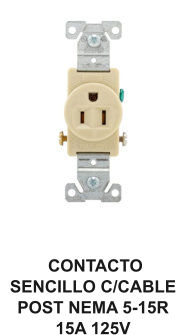 CONTACTO SENCILLO C/CABLE POST NEMA 5-15R 15A 125V