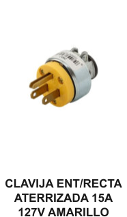CLAVIJA ENT/RECTA ATERRIZADA 15A 127V AMARILLO