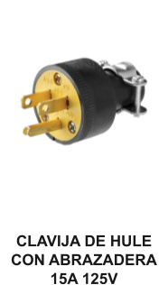 CLAVIJA DE HULE CON ABRAZADERA 15A 125V