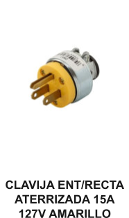 CLAVIJA ENT/RECTA ATERRIZADA 15A 127V AMARILLO