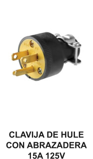 CLAVIJA DE HULE CON ABRAZADERA 15A 125V